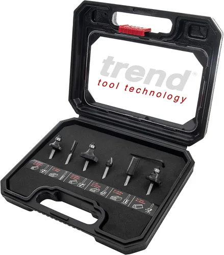 Trend Juego de 6 brocas para enrutador, vástago de 1/4 pulgadas, punta de carburo de tungsteno, estuche de almacenamiento incluido, SET/SS11X1/2TC