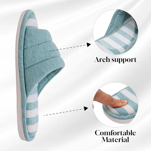 Miniatura 5 de OanKhunera Pantuflas de punta abierta para mujer, cómodas pantuflas de casa para mujer, de espuma viscoelástica, cómodas y suaves, acogedoras