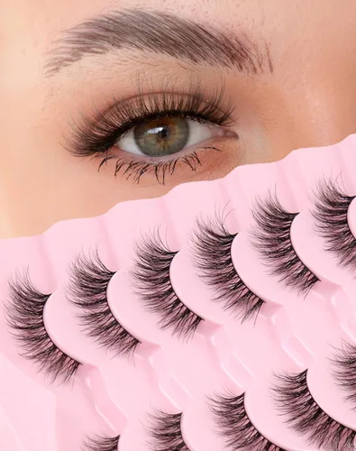 Miniatura 14 de Jiocolor Pestañas naturales pestañas postizas finas pestañas postizas cortas aspecto natural banda transparente pestañas postizas tira pestañas