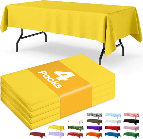 Miniatura 10 de Niuara Mantel de bandera estadounidense, paquete de 4 manteles patrióticos desechables de 54 x 108 pulgadas para mesas de 6 pies, decoraciones del 4