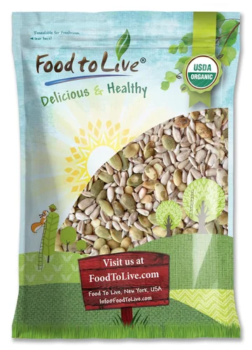 Miniatura 8 de Food to Live Mezcla orgánica de semillas de girasol y calabaza, 2 libras, aperitivo natural, rico en proteínas, perfecto para aperitivos, hornear