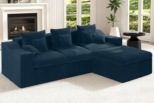 Miniatura 21 de HABUTWAY Sofá modular modular de 101 pulgadas con asiento profundo, moderno sofá convertible en forma de L, sofá tapizado con diván para sala