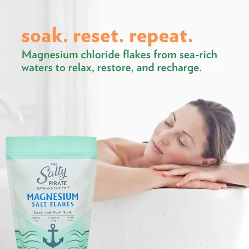 Miniatura 2 de Copos de sal de magnesio - Copos de cloruro de magnesio para baños de baño, alternativa a las sales de Epsom para pies y cuerpo, para relajación e