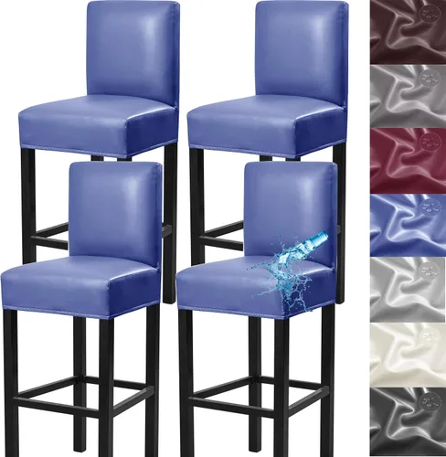 Miniatura 13 de Fundas para taburetes de bar, paquete de 2 fundas elásticas impermeables de poliuretano con respaldo, fundas extraíbles para taburetes de bar