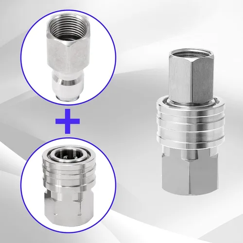 Miniatura 5 de M MINGLE Adaptador para lavadora a presión, 2 juegos de conexión rápida NPT de 3/8 pulgadas Accesorios para lavadora a presión de acero