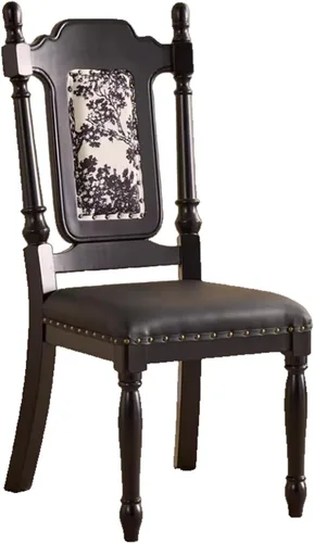 Wooden Dining Chairs Set of 4, High Back Kitchen Chair, Vintage Dining Room Chairs, Upholstered Armless Chair, for Kitchen, Dining Room, Cafe, Black