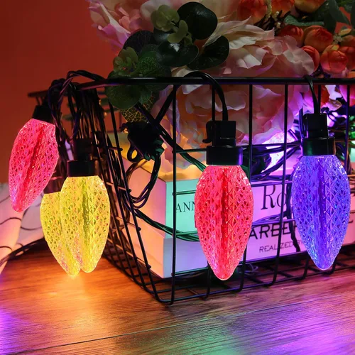 Miniatura 2 de AWQ Cadena de luces para exteriores de 35 pies de 3.9 pulgadas, luz de cono de pino súper grande, inastillable e impermeable, luz decorativa