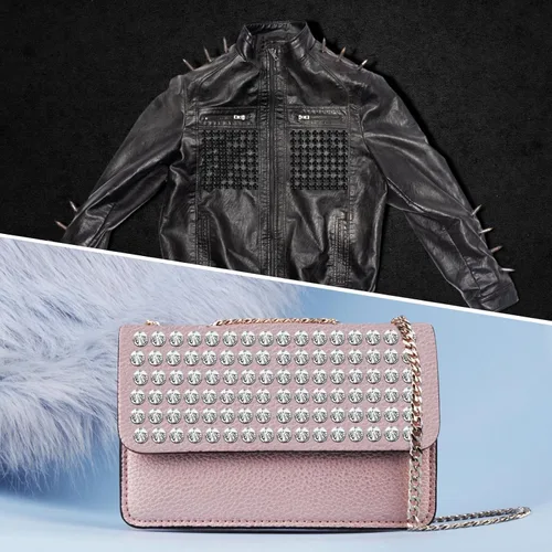 Miniatura 5 de uxcell 1 yarda de puntada en cono de punta, 12 filas de plástico con parte trasera plana, remache punk, cinta para manualidades, bolsos, decoración