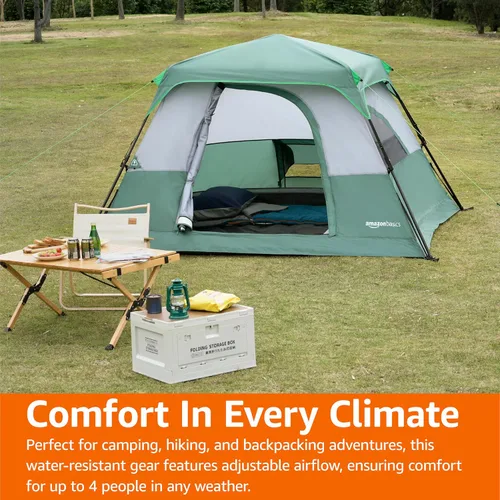 Miniatura 6 de Amazon Basics Tienda de campaña instantánea con lluvia, resistente a la intemperie, instalación rápida