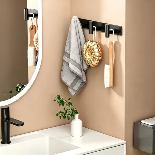 Miniatura 5 de Perchero de Pared Montado - 3 Ganchos, Ganchos de Pared de Acero Inoxidable Resistente para Toalla, Bolso de Abrigo, Perchero para Sombreros