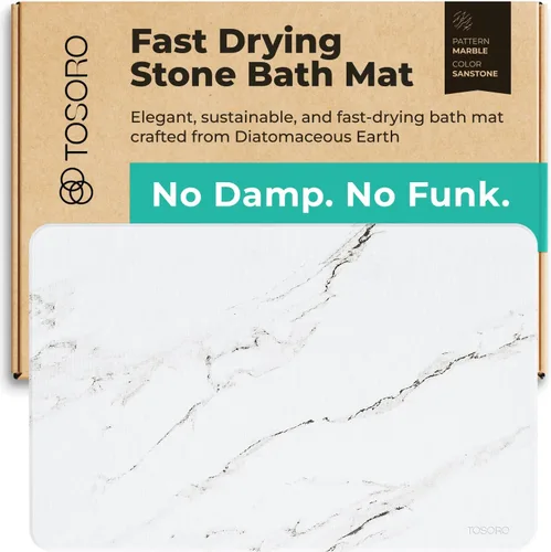 Miniatura 13 de TOSORO - Tapete de baño de piedra de tierra de diatomeas, antideslizante, súper absorbente, tapete de baño de piedra de diatomita para el suelo