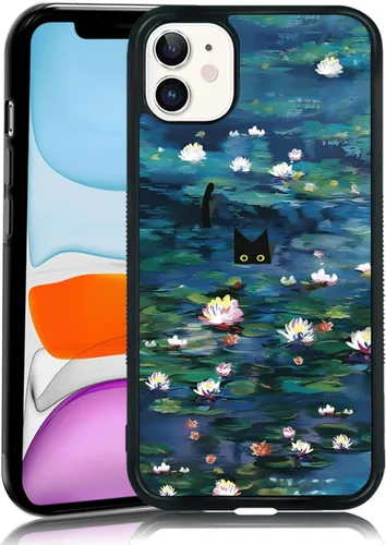 Miniatura 88 de Elegante funda de teléfono con diseño de gato Marie compatible con iPhone 11, funda de encaje dorado para iPhone, a prueba de golpes, rosa fucsia