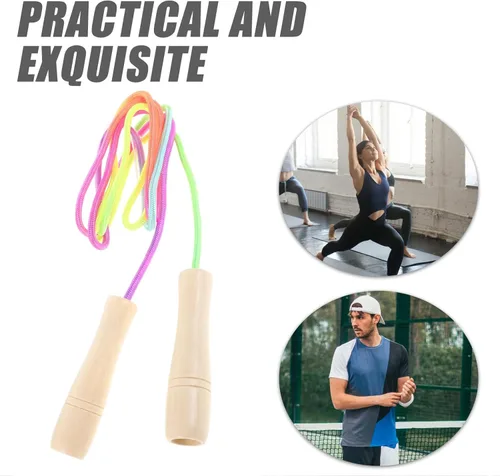 Miniatura 5 de Adjustable Jump Rope with Wooden Handles Lightweight Skipping Rope for Fitness Workout Indoor Outdoor Use Suitable for Preschool and Elementary