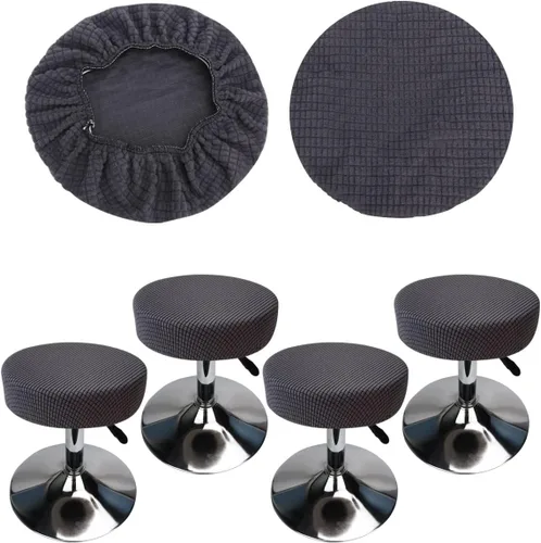 Miniatura 17 de Funda de taburete redonda de 12 a 16 pulgadas, fundas de asiento redondas para taburetes de bar, tela de lujo elástica, lavable de jacquard a prueba
