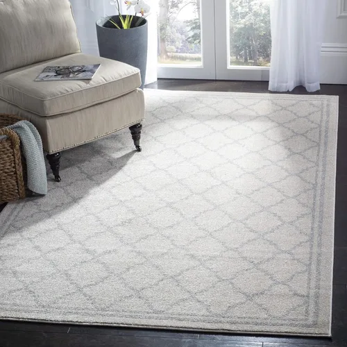 Miniatura 30 de Safavieh Amherst Collection AMT422B - Alfombra para interiores y exteriores, color gris claro y beige Azul marino/beige