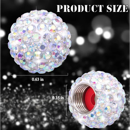 Miniatura 2 de 4 piezas de tapas de vástago de válvula de neumático con cristal brillante y diamante, tapas de válvula de neumático de rueda de coche con brillo