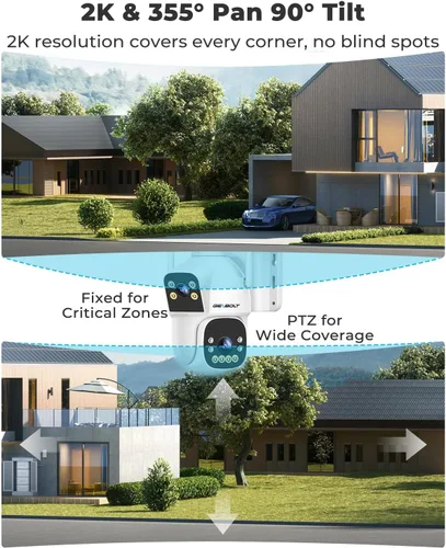Miniatura 7 de GENBOLT 2.5K AOV WiFi Cámara de seguridad solar al aire libre inalámbrica, 7/24 grabación 3MP+3MP cámara de vigilancia IP con detección de IA de 90
