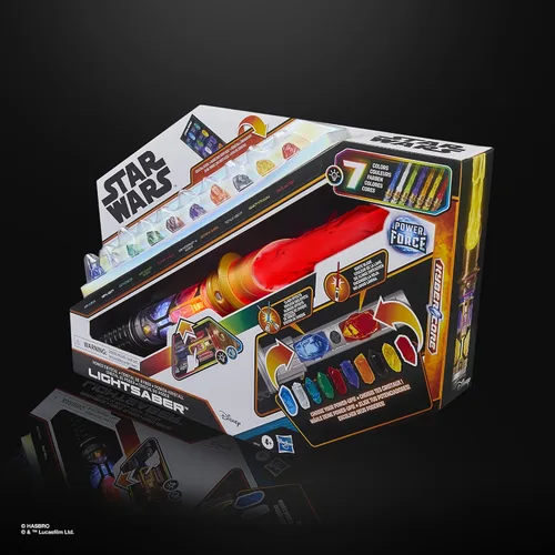 Miniatura 15 de STAR WARS Power Crystal Lightsaber, 7 colores y 10 cristales, más de 50 combinaciones que cambian de color, luces y sonidos, juguetes para niños