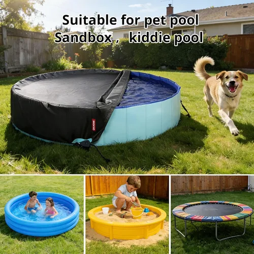 Miniatura 6 de QH.HOME Cubierta de piscina para niños de 47 a 48 pulgadas, redonda, plegable, con diseño de trinquete súper resistente al viento, material de tela