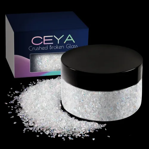 Miniatura 24 de Ceya 5.3 onzas/150g Vidrio Triturado Irregular Azul Neptuno Metálico Chips de Cristal Vidrio Roto Chips Purpurina 2-4mm Manualidades Purpurina