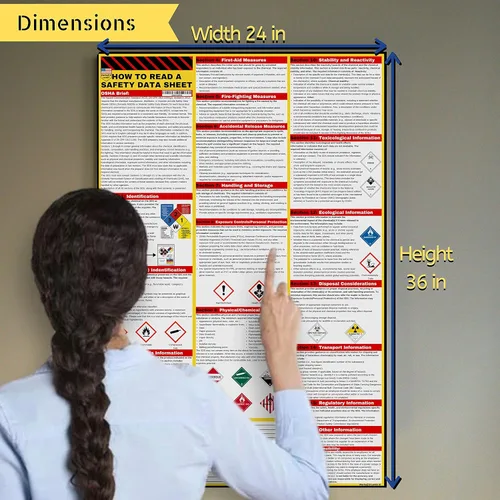 Miniatura 2 de Póster de Cómo leer una hoja de datos de seguridad (SDS/MSDS) Inglés y español 2026 36 x 24 pulgadas Cartel de papel recubierto UV OSHA