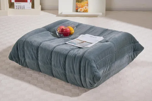 Miniatura 97 de Puf para adultos, silla puf grande, sillón con relleno de espuma viscoelástica para el hogar, apartamento o sala de juegos, gris afelpado Felpa gris