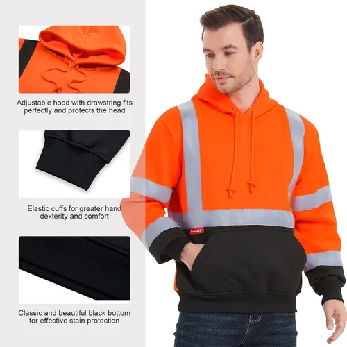Miniatura 2 de ProtectX Hi Vis - Sudadera con capucha para hombres y mujeres, de alta visibilidad, reflectante, con bolsillos, para construcción, trabajo, clase 3