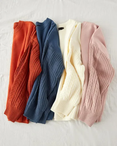 Miniatura 4 de ZESICA Women's 2024 Fall Long Sleeve Crew Neck Solid Color Cable Knit Chunky Casual Oversized Pullover Sweater Tops
