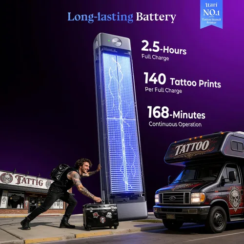 Miniatura 3 de Itari A886 Tattoo Stencil Printer Bluetooth with 100 Sheets Paper, Stencil Printer Transfer Kits for Beginners and Artists, Thermal Printer Tattoo