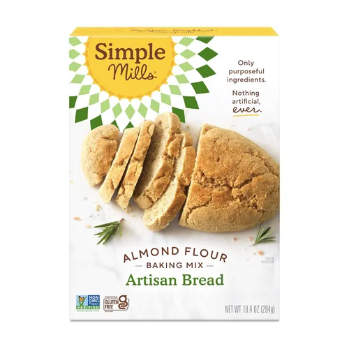Simple Mills Mezcla de harina de almendra para hornear, Mezcla de pan artesanal - Sin gluten, a base de plantas, apta para dieta paleo, 10.4 onzas