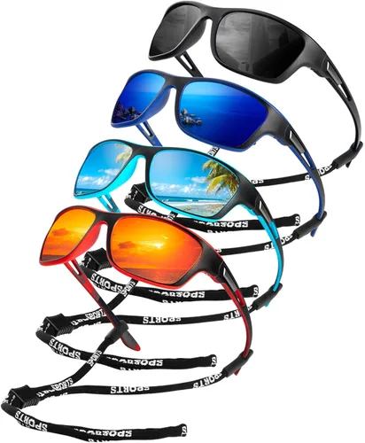 Miniatura 16 de KALIYADI Gafas de sol polarizadas para hombre, gafas de sol deportivas para conducir, ciclismo, pesca, con protección UV Negro mate/azul hielo/azul