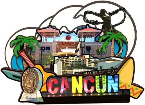 Miniatura 16 de Imán de nevera Cancún México Colección de madera 3D Madera Hecho a mano Recuerdos de la ciudad de viaje, imán para nevera Decoración del Hogar