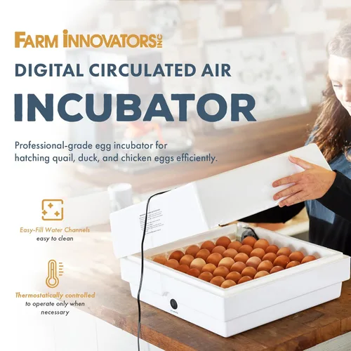 Miniatura 3 de Farm Innovators 4250 Incubadora digital de aire circulado con calefacción (encubadora para huevos) con girador automático de huevos para mejorar