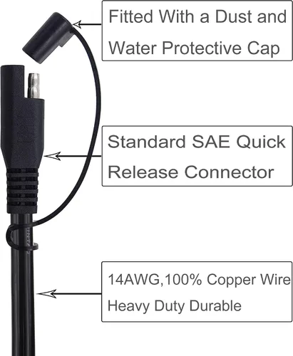 Miniatura 3 de Enchufe para encendedor de cigarrillos de 10 pies 14 WG 12 V a SAE Adaptador de liberación rápida Cable de carga con fusible de 20 A y luz LED