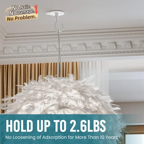 Miniatura 4 de TAILI Ganchos adhesivos de techo para plantas colgantes, resistentes sin taladros, ganchos de pared adhesivos extraíbles para colgar luces