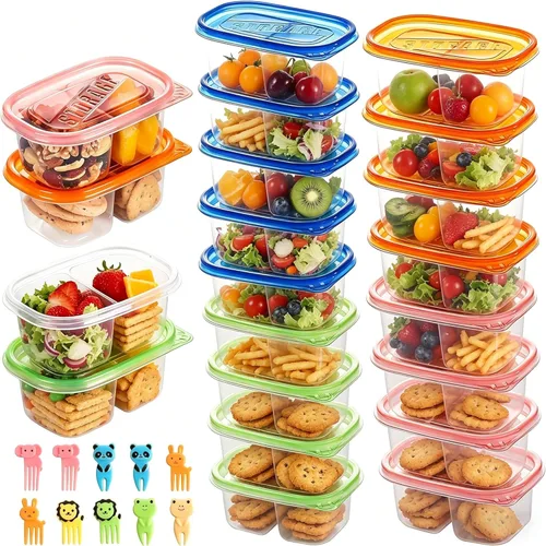 ALFEVA 20 recipientes reutilizables para aperitivos con tapas, control de porciones, artículos esenciales para campamento, recipientes de