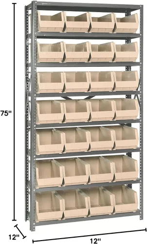 Miniatura 326 de Quantum QSBU-245BK Heavy Duty Shelving Unit with (7) Shelves and (24) QUS245 Black Bins for Garage Warehouse Storage Distribution 400 lb Load