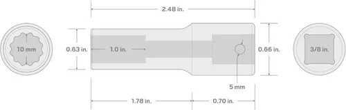 Miniatura 170 de TEKTON Encastre de 3/8 pulgadas x 0.669 in Zócalo de impacto de 12 puntos poco profundo SID12317