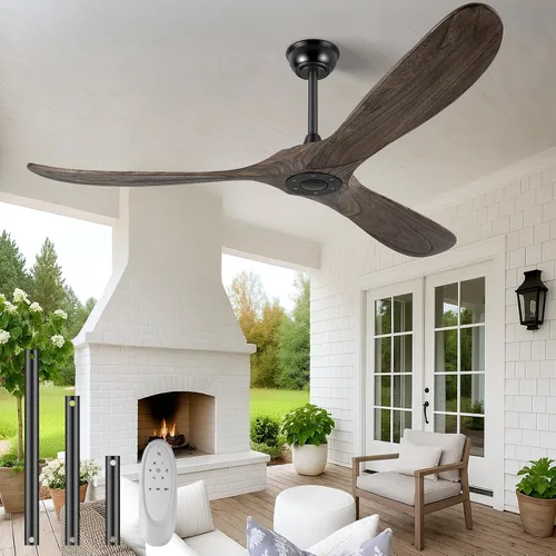 Miniatura 12 de Ventilador de techo de 60 pulgadas sin luz, ventilador de techo sin luz con control remoto y motor de CC silencioso, ventiladores de exterior
