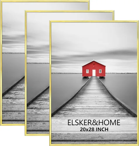Miniatura 13 de ELSKER&HOME 18x24 Marco para Póster 3 Pack, Marco Plateado para Montaje Horizontal o Vertical en la Pared, Resistente y a Prueba de Arañazos