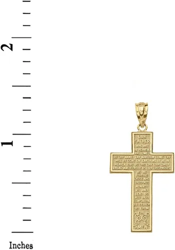 Miniatura 2 de Colgante de oro amarillo macizo de 14 k con cruz de oración de Nuestro Padre Señor, Oro amarillo
