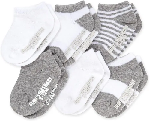 Miniatura 9 de Burt's Bees Baby Calcetines de tobillo para bebés niñas con agarres antideslizantes (paquete de 6)