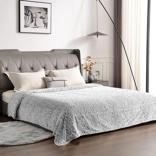 Miniatura 3 de PLEASANT BOULEVARD Manta de vellón de leopardo, colcha de microfibra de felpa ligera y cálida de primera calidad para sofá y cama