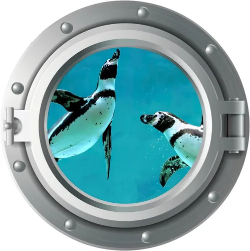 Miniatura 12 de Niwo ART - Calcomanía 3D de delfín A, ojo de buey marino bajo el agua, adhesivo de pared autoadhesivo para despegar y pegar (12 pulgadas)