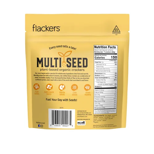 Miniatura 2 de Flackers Galletas de Multi-Semillas Cheeze-Pleaze Orgánicas, Paquete de 1 de 4 onzas, Sin Gluten, Sin GMO, Veganas, Botana Keto, 8g de Fibra, 3g