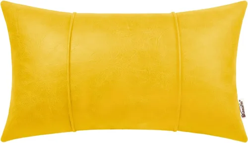 Miniatura 39 de BRAWARM Fundas de Almohada Decorativa de Cuero Café de 22 x 22 Pulgadas - Funda de Almohada de Piel Sintética con Ribetes, Almohada Decorativa