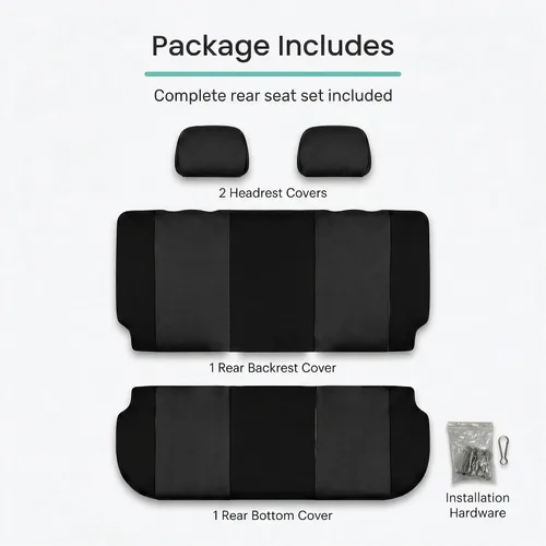 Miniatura 7 de FH Group Funda para asiento trasero de banco sólido para automóviles Asientos universales de tela para SUV, sedán, camioneta Accesorios Negro