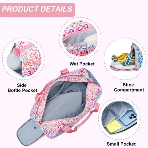 Miniatura 5 de Bolsa de deporte para gimnasio, bolsa de lona con bolsillo húmedo, bolsa de fin de semana con bolsa impermeable para zapatos y agujero de aire