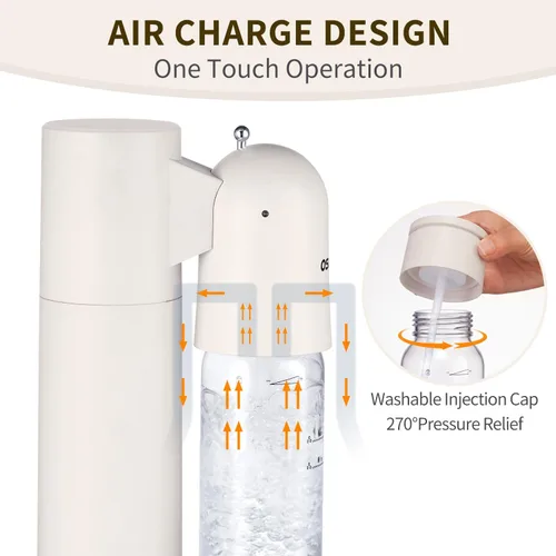 Miniatura 3 de Máquina de agua con gas, seltzer y carbonatador para bebidas, dispensador de vapor de soda, máquina carbonatadora con 2 botellas sin BPA (1 l), 1Lx2