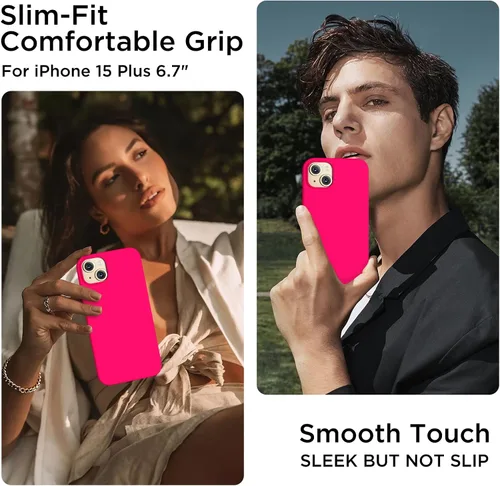 Miniatura 2 de Funda de silicona para iPhone 15 Plus, cubierta protectora resistente a golpes de cuerpo completo, forro de microfibra suave antiarañazos, funda